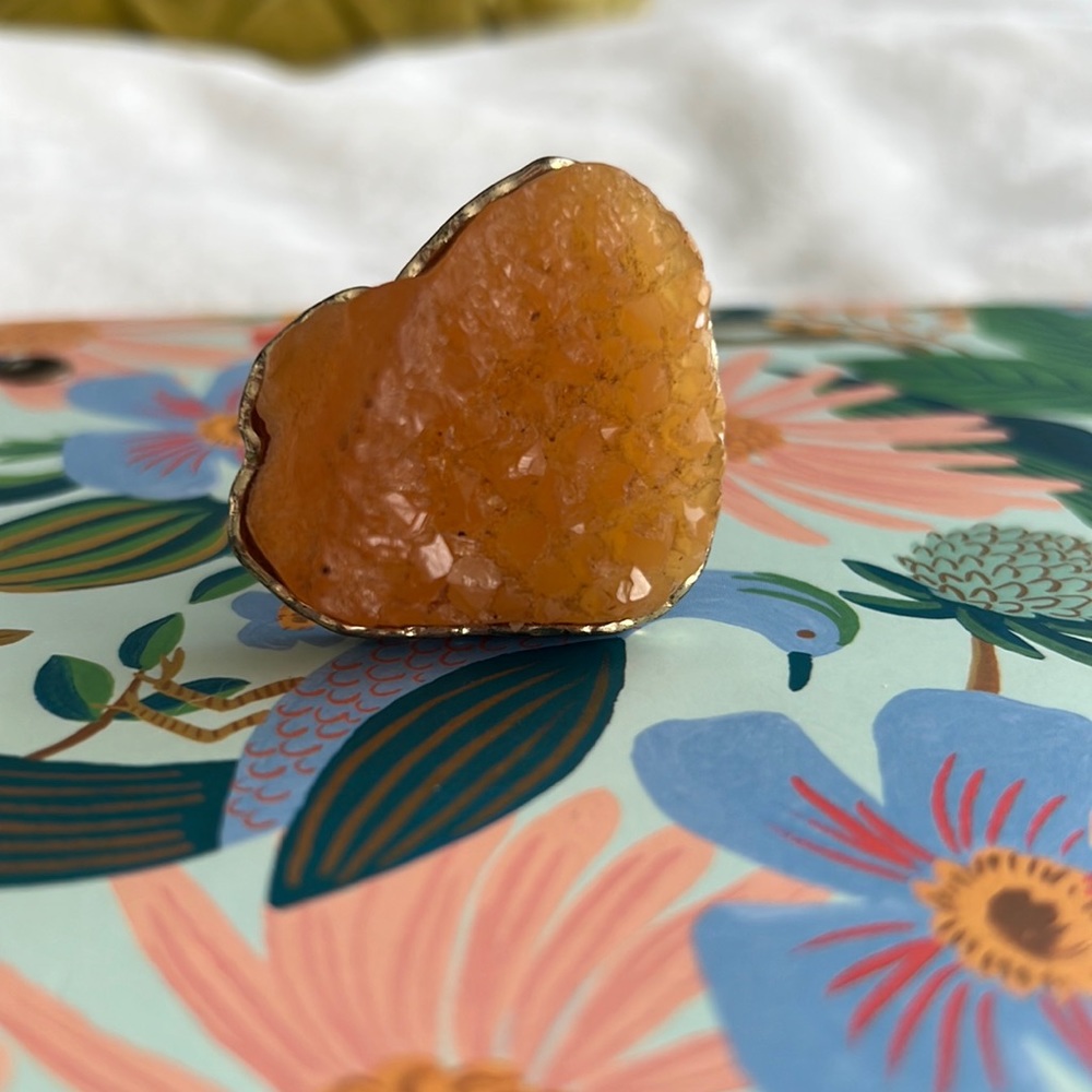 🆑 [4/$20] Huge Faux Orange Stone Rock Large Ring